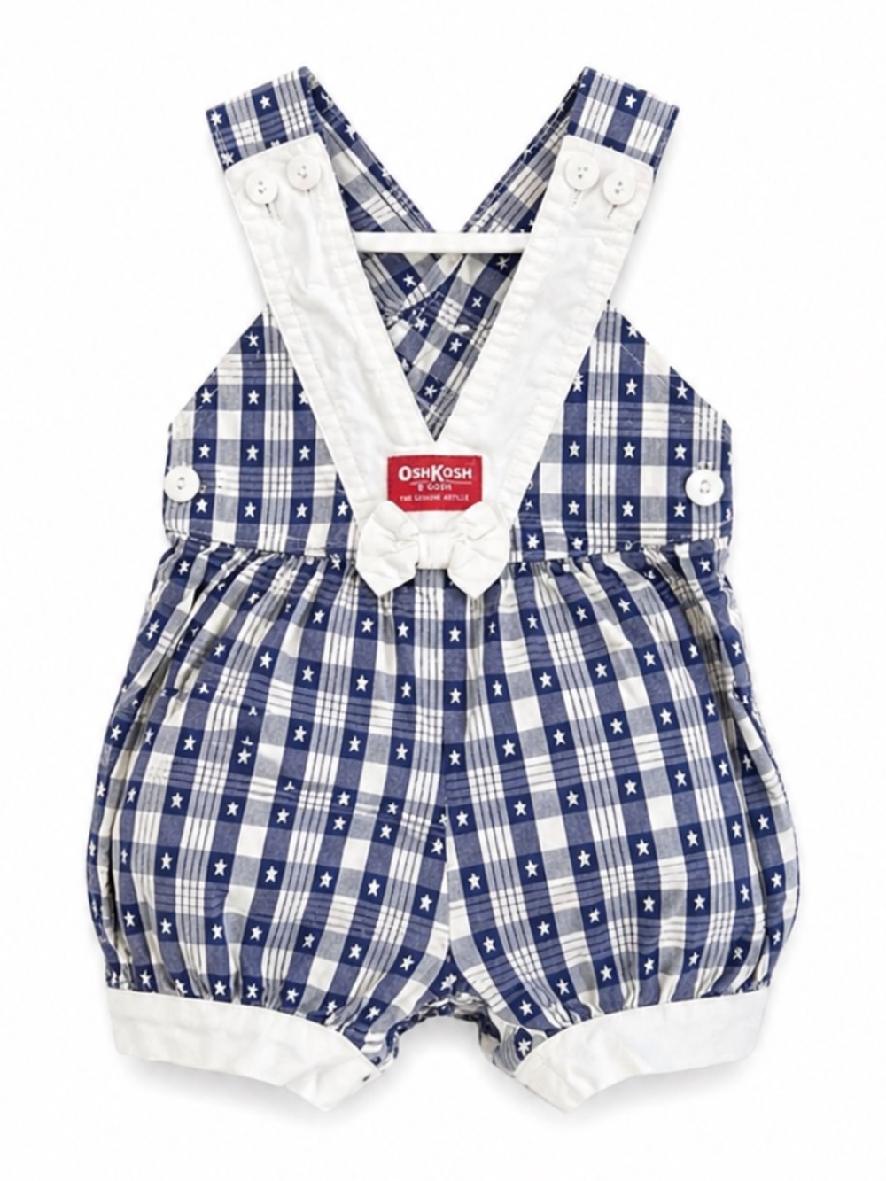 Vintage 90s OshKosh B’Gosh Plaid Star Romper Made in USA – Size 24M Like New